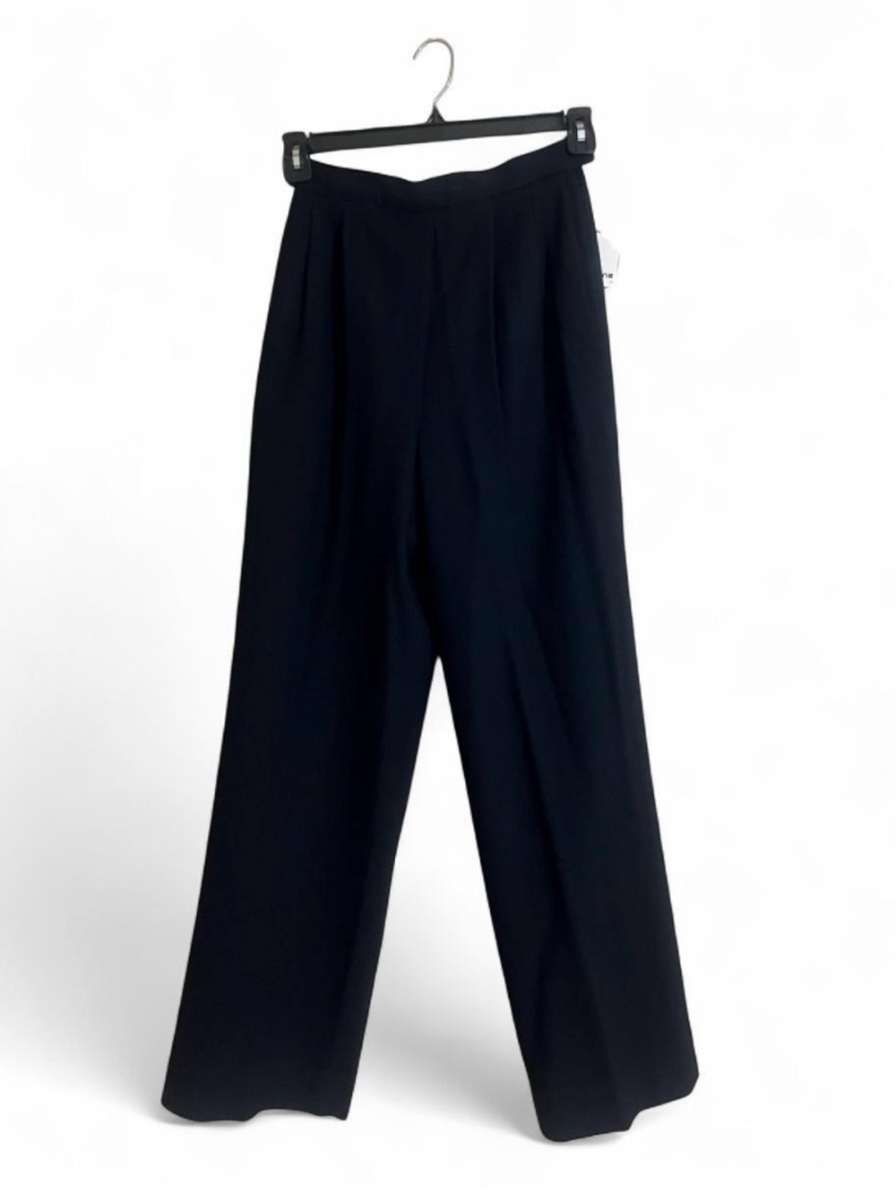 Liz Claiborne Pants Sz 8 Black Wide-Leg Trousers 100% Wool Pleated Elastic Waist